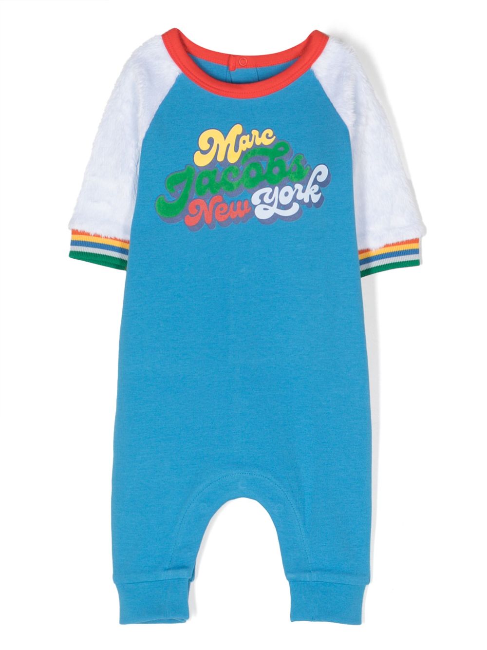 Logo-print cotton romper - Blue