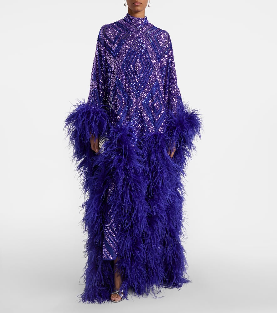 Casta Diva Follies sequined tulle kaftan
