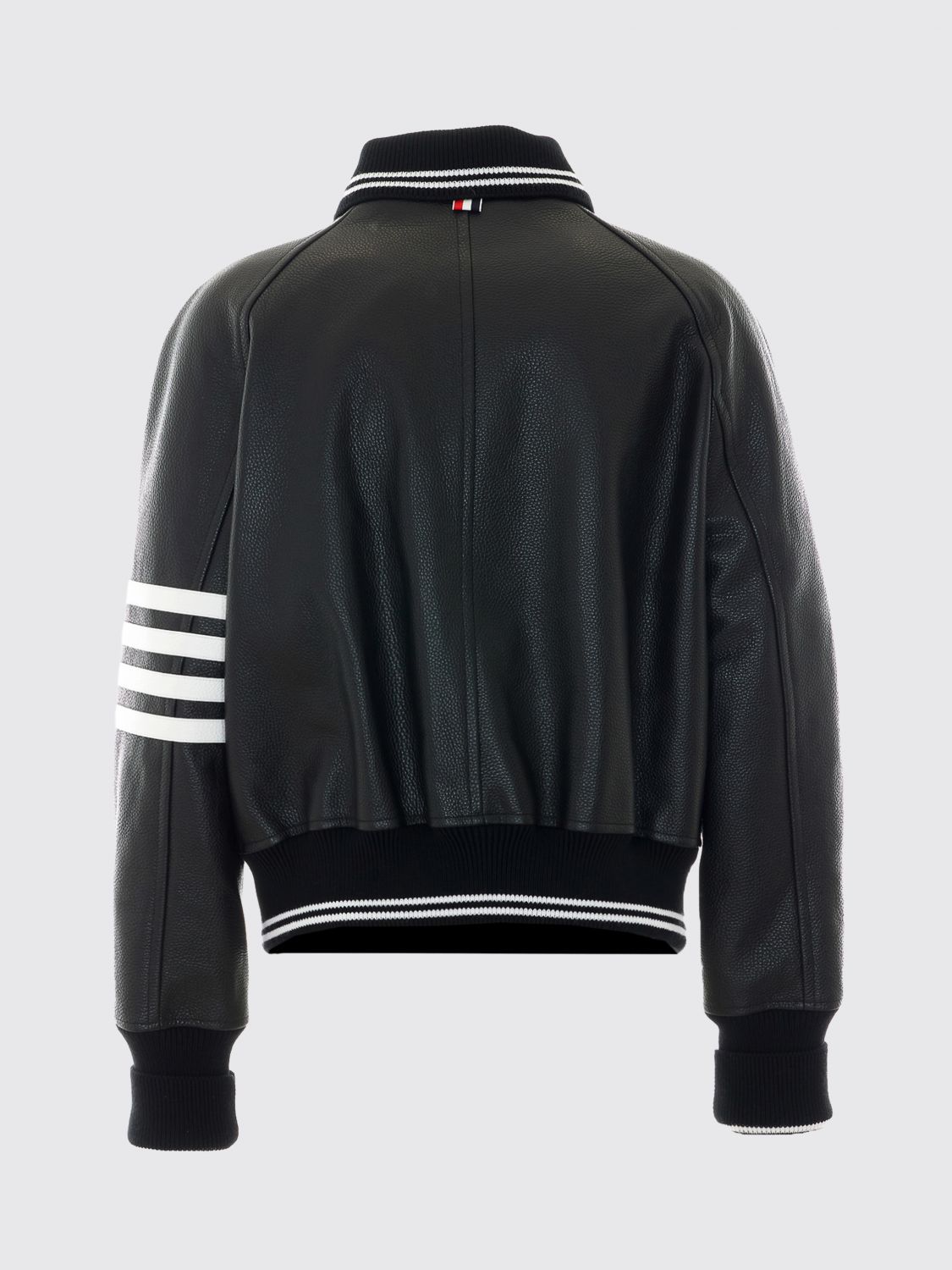 4-Bar Cotton Bomber Jacket with Leather Details