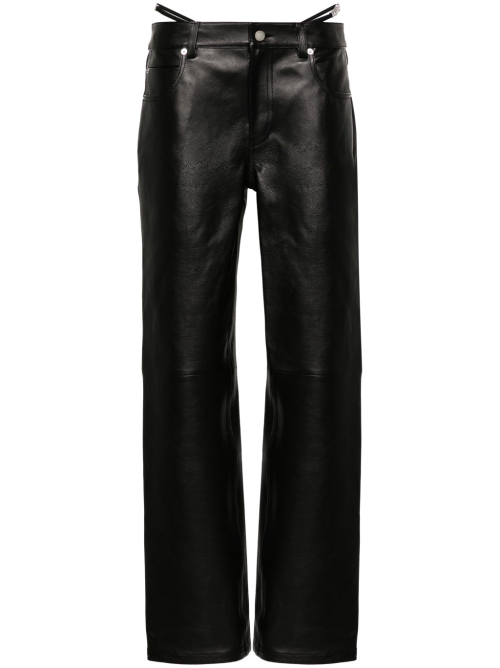 Low-rise leather trousers - Black