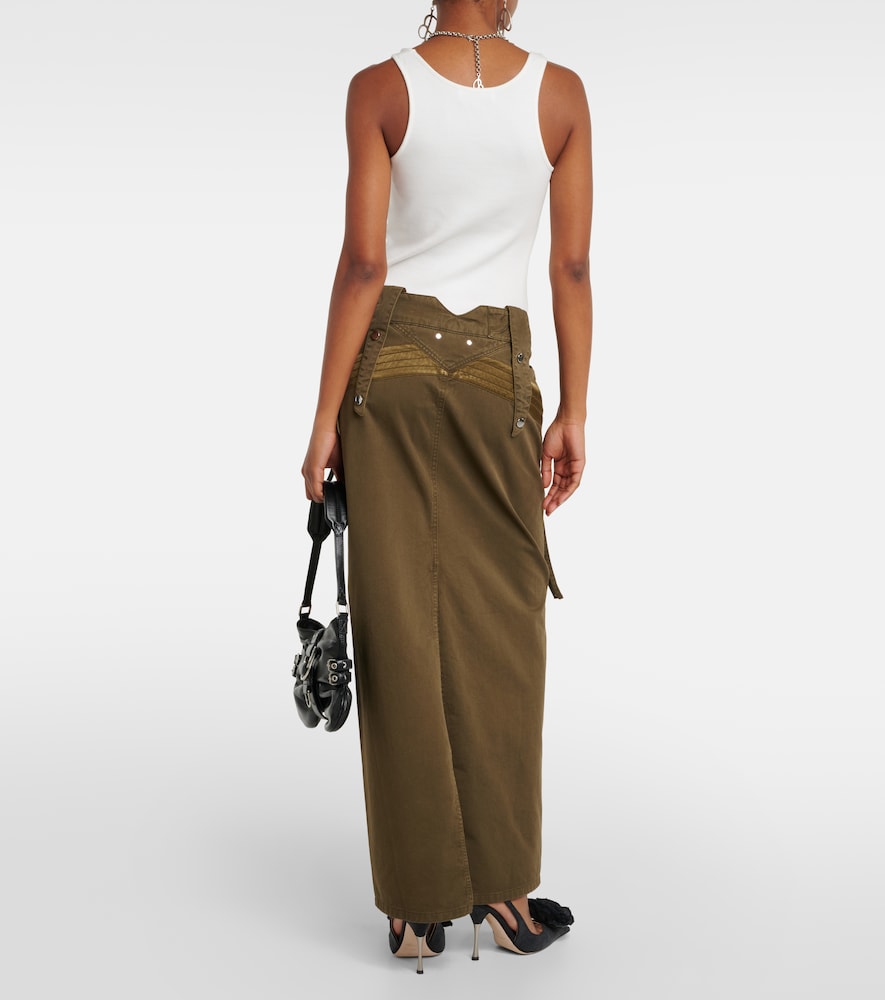 Denim cargo maxi skirt