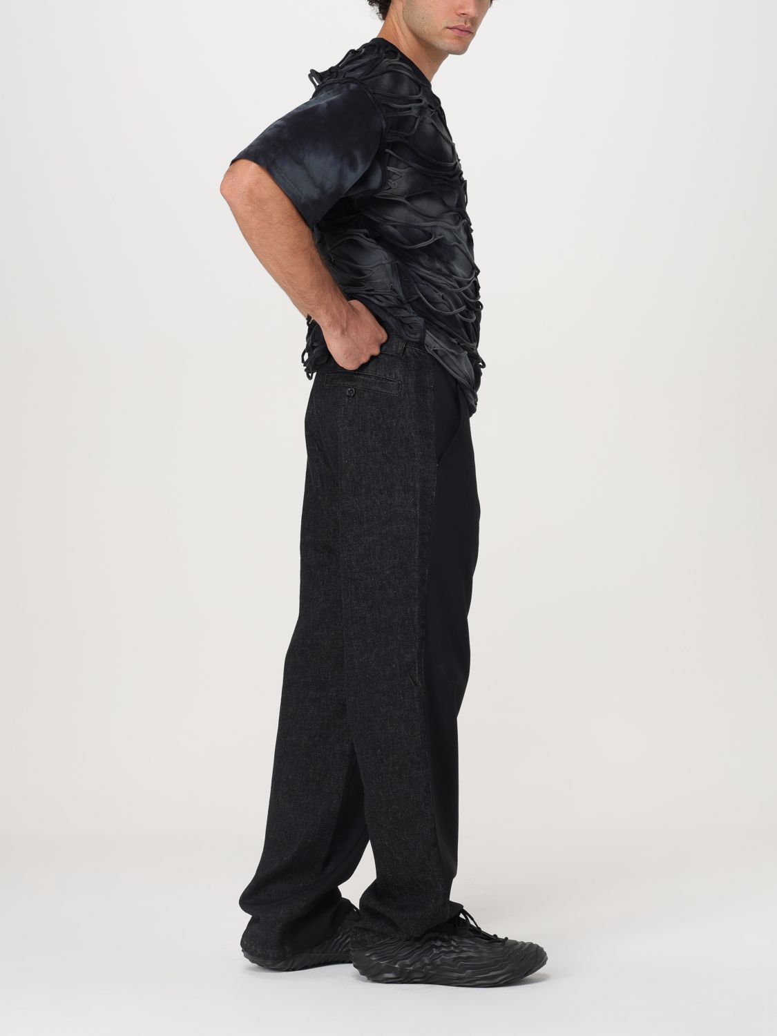 P-Wire-B hybrid straight trousers - Black