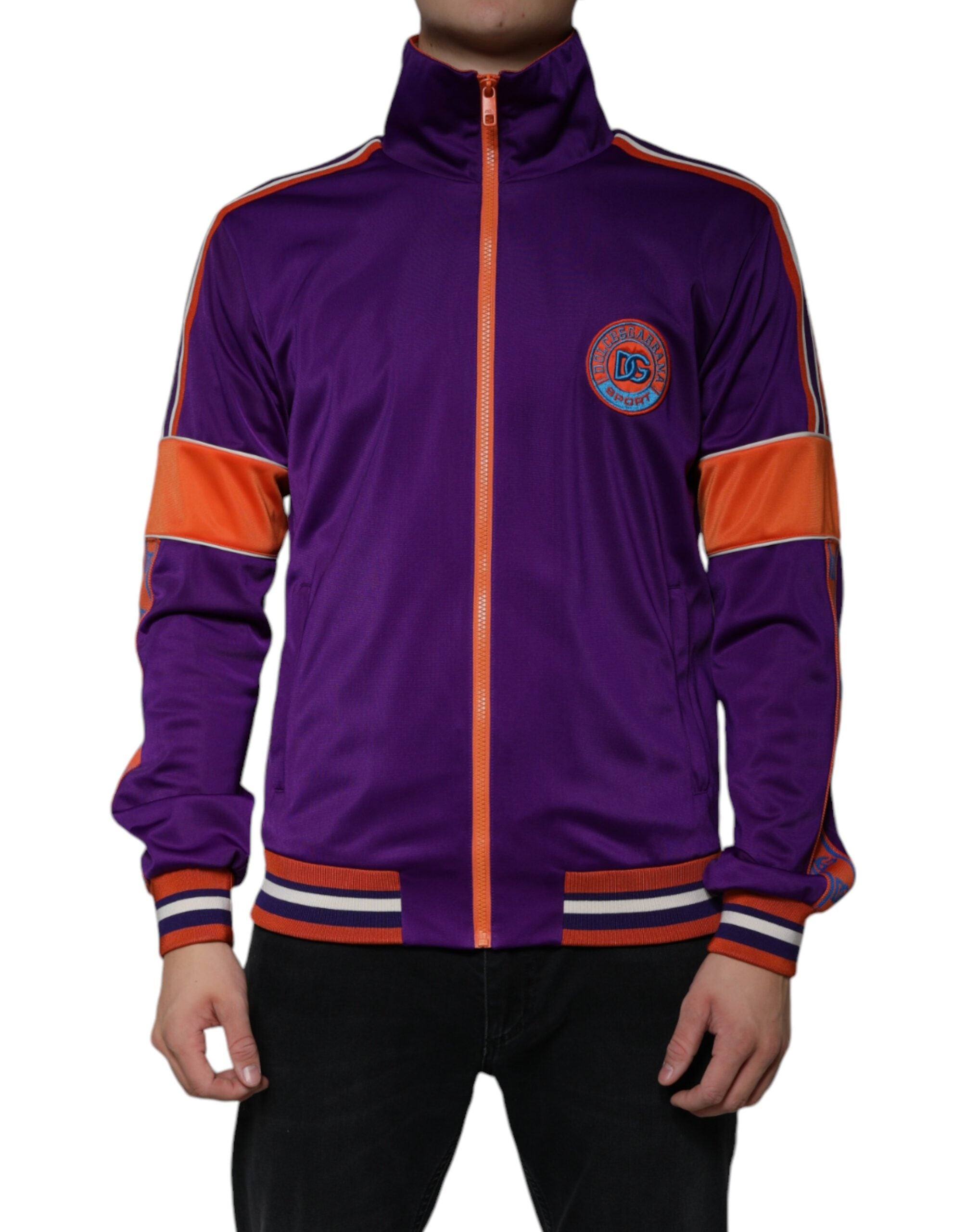 Full-Zip Logo-Patched Sweatshirt — Purple