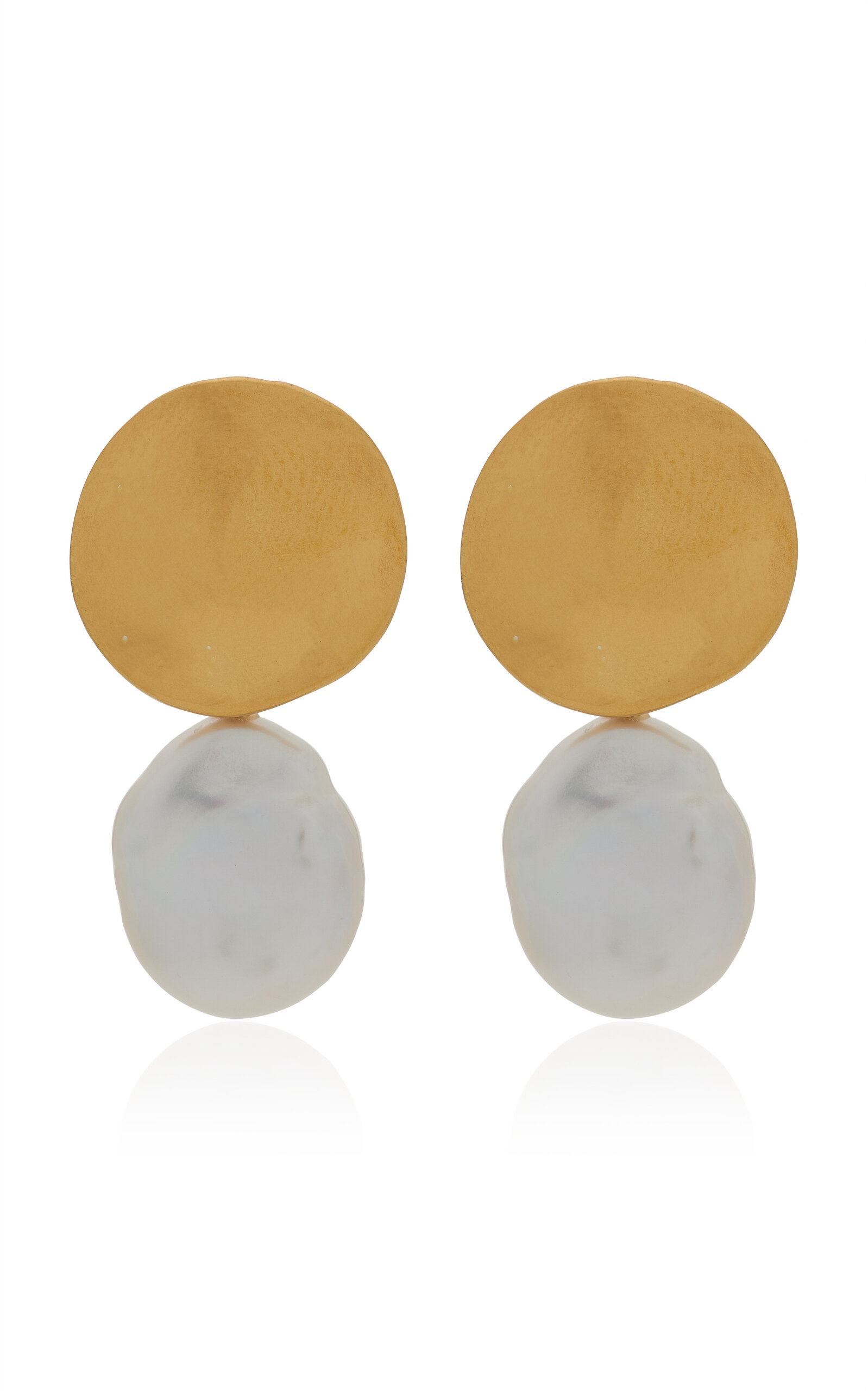 Small Elsa Gold Vermeil; Pearl Earrings