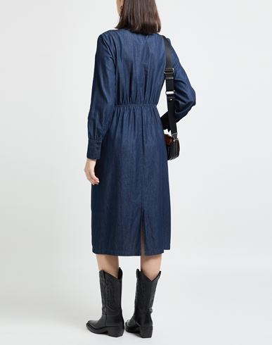 Woman Midi dress Blue Size 12 Cotton