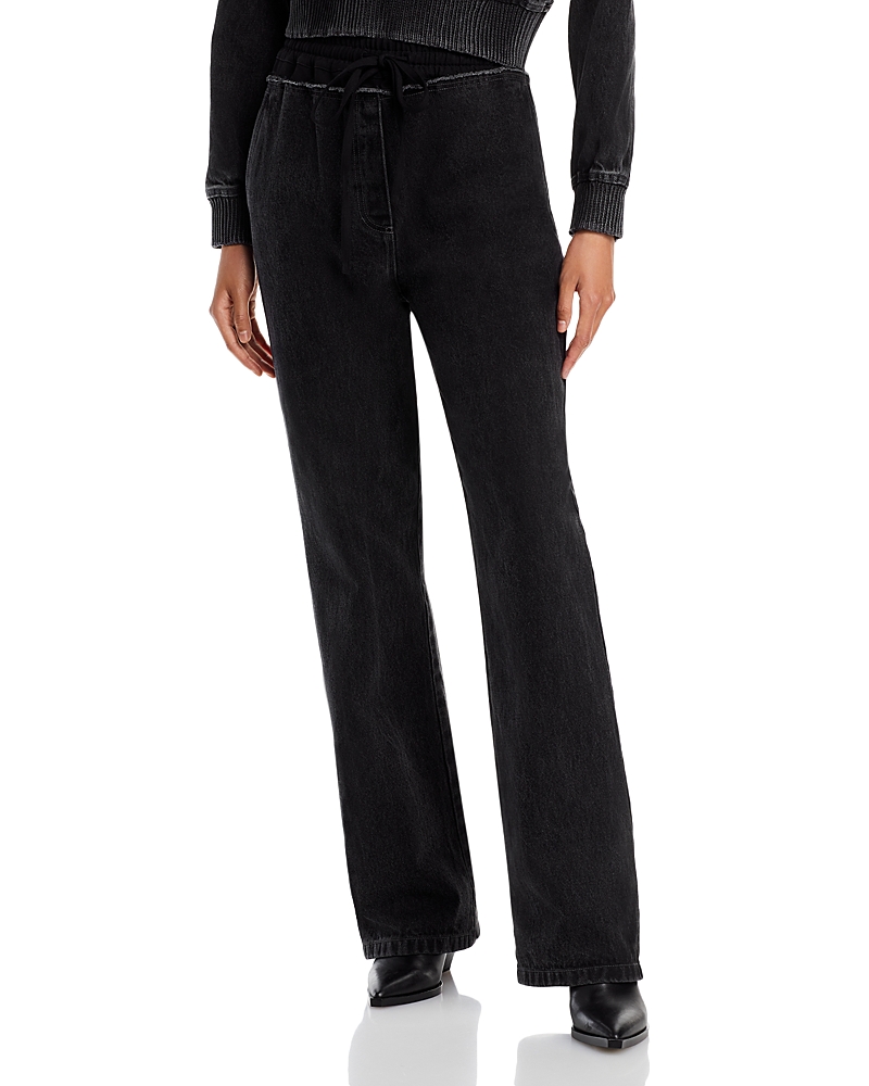 Drawstring straight-leg trousers - Black