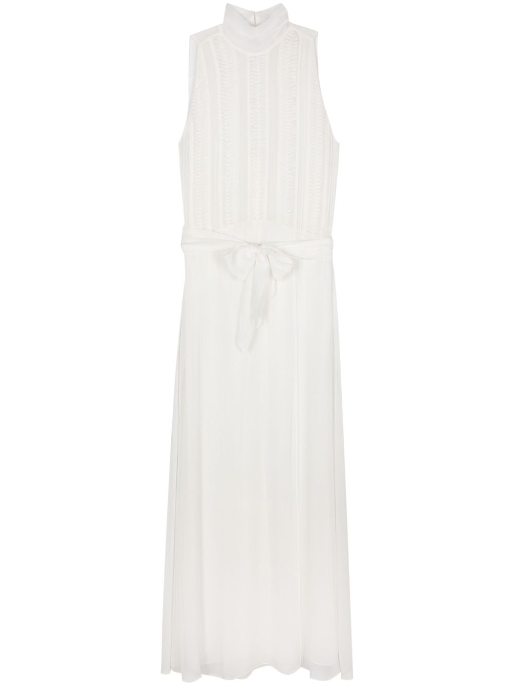 Pleat-detail sleeveless maxi dress - White