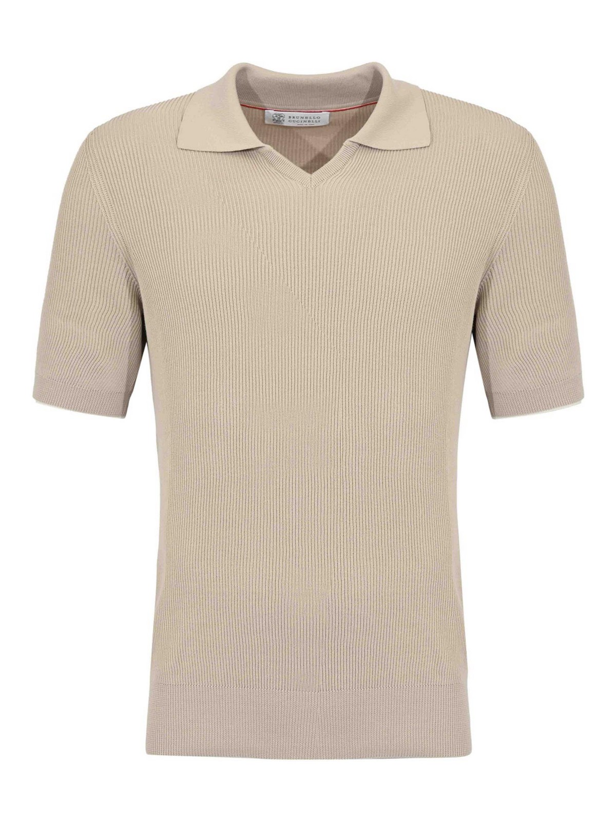 Ribbed polo shirt in cotton jute