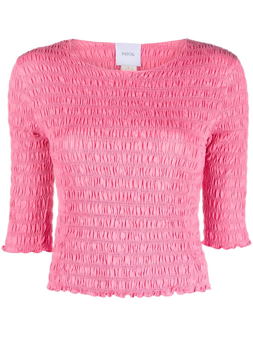 Smocked cotton T-shirt - Pink