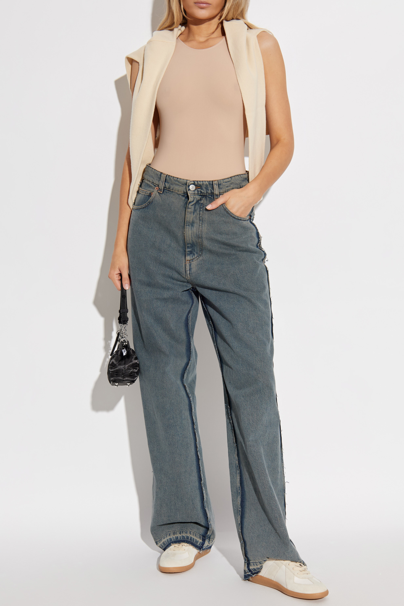 Wide-leg Jeans, Women's, Grey