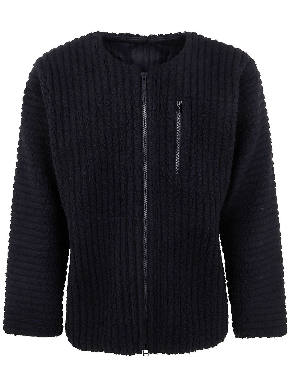 Pleated fleece-texture jacket - Black