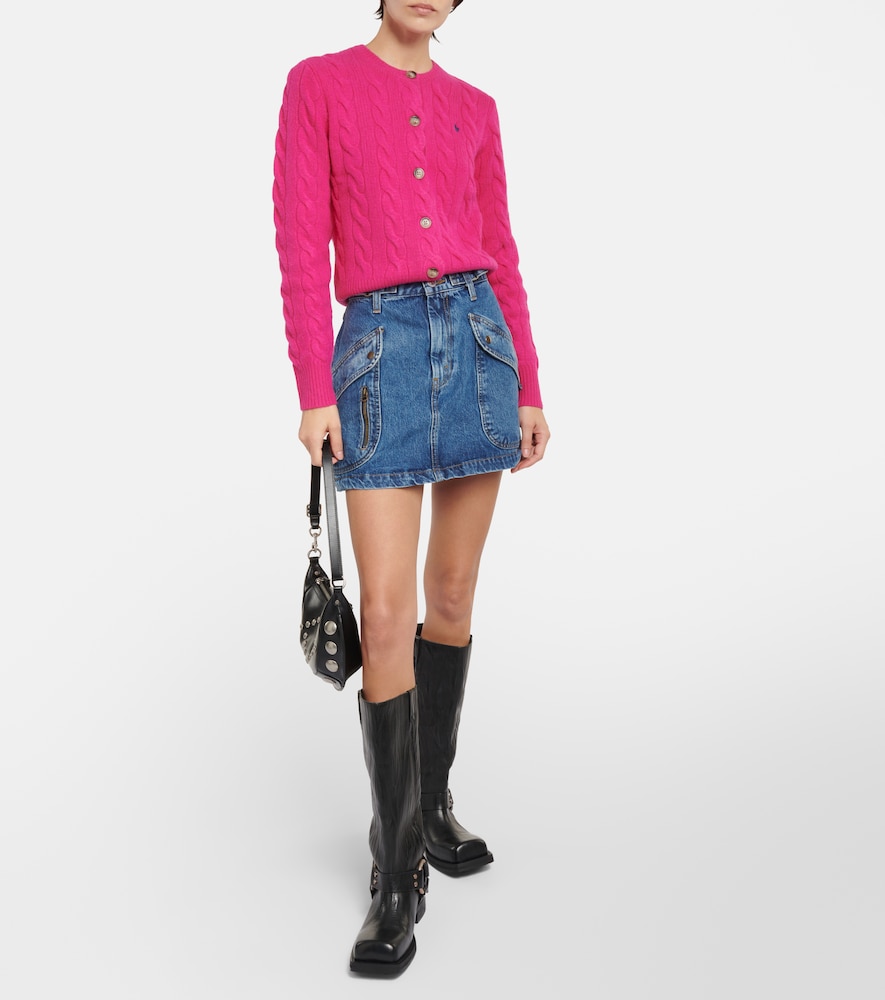 Racer denim miniskirt