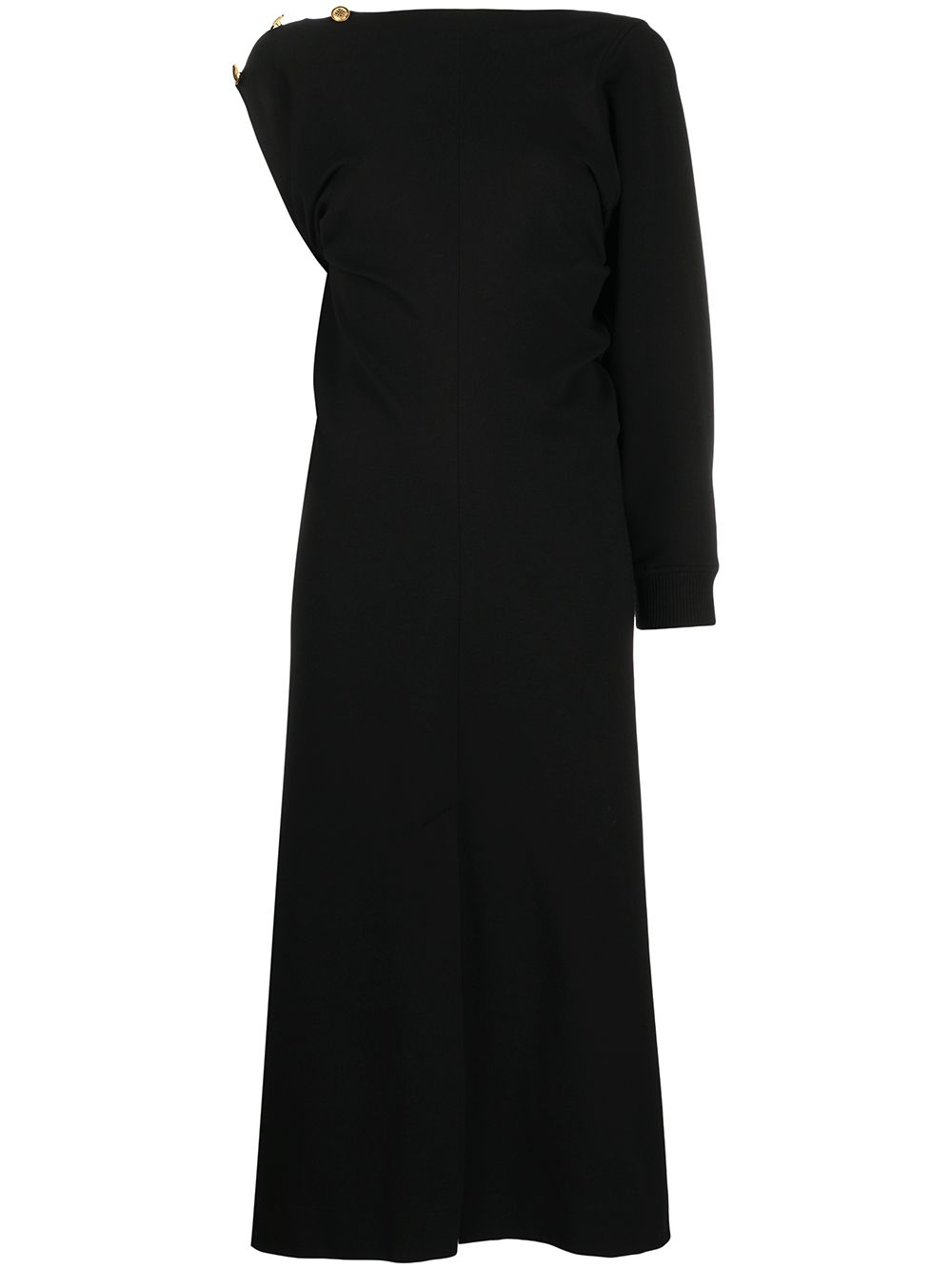 Ribbed one-sleeve dress - Black