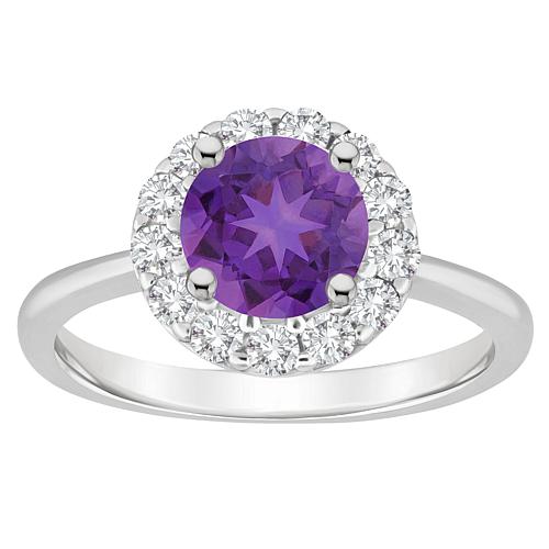 7mm Round Gem and White Topaz Halo Ring