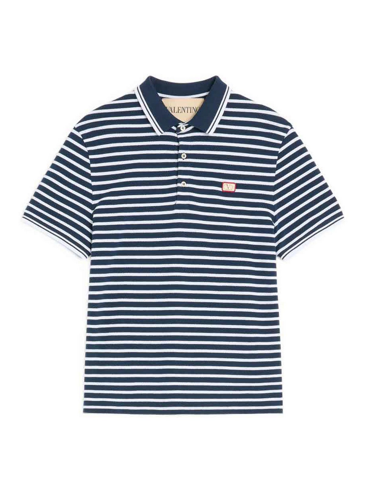 Valentino Garavani - vlogo patch cotton piqué striped polo