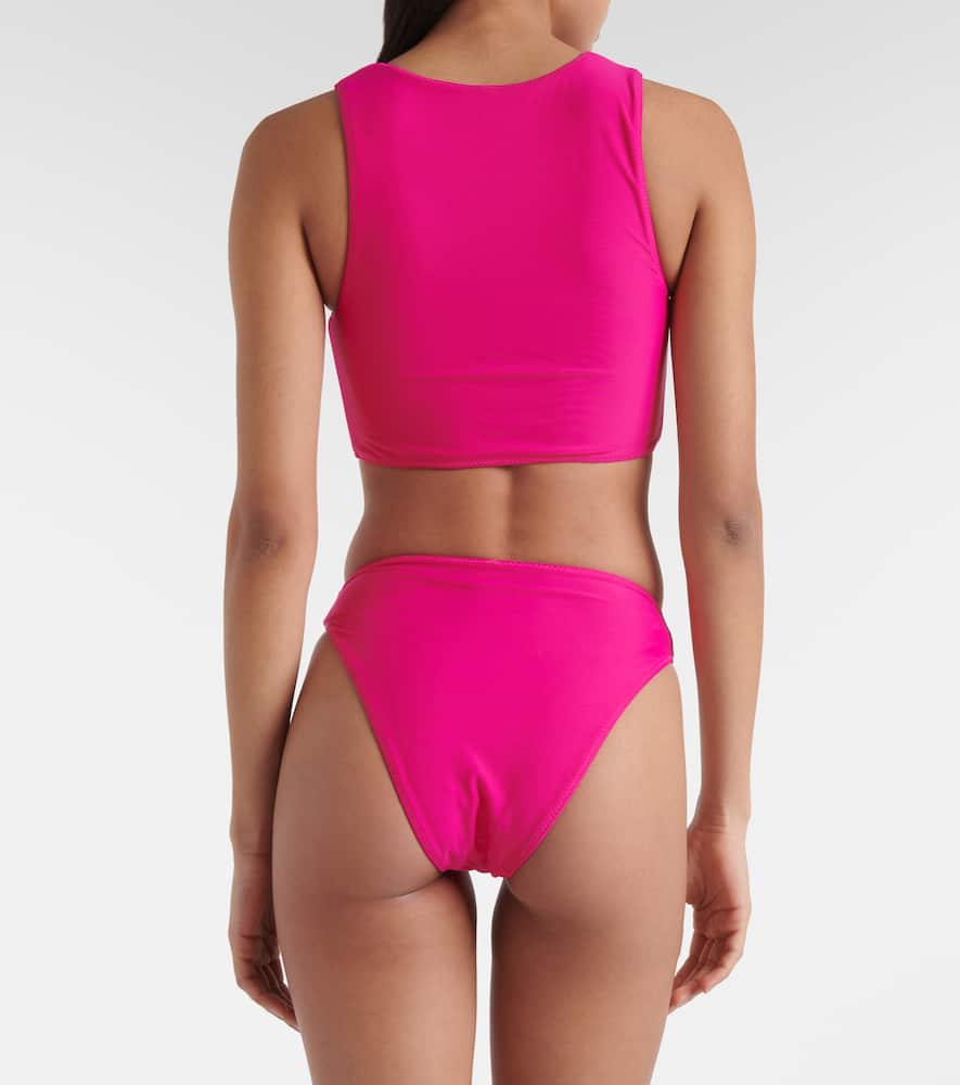 Rose floral-appliqué bikini bottoms