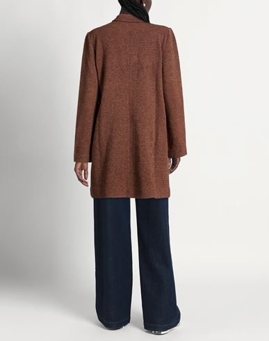 Woman Coat Brown Size 12 Wool, Silk, Polyacrylic