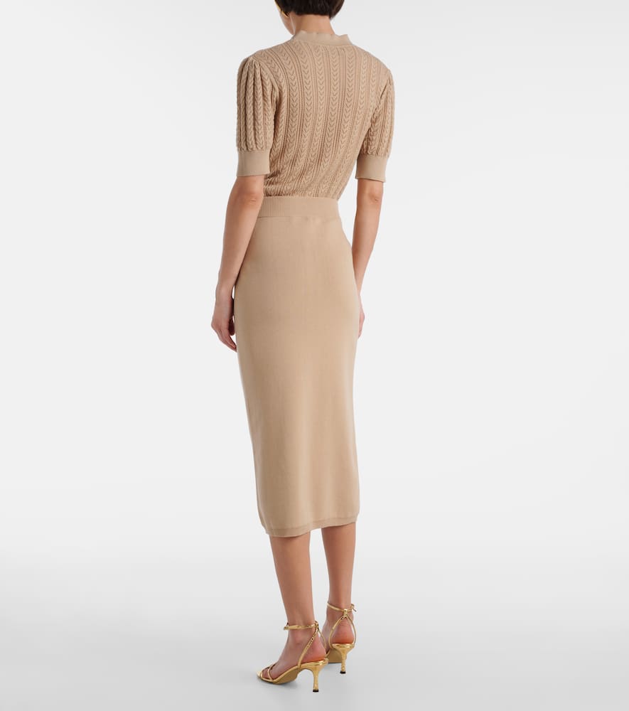 Cotton and cashmere pencil skirt