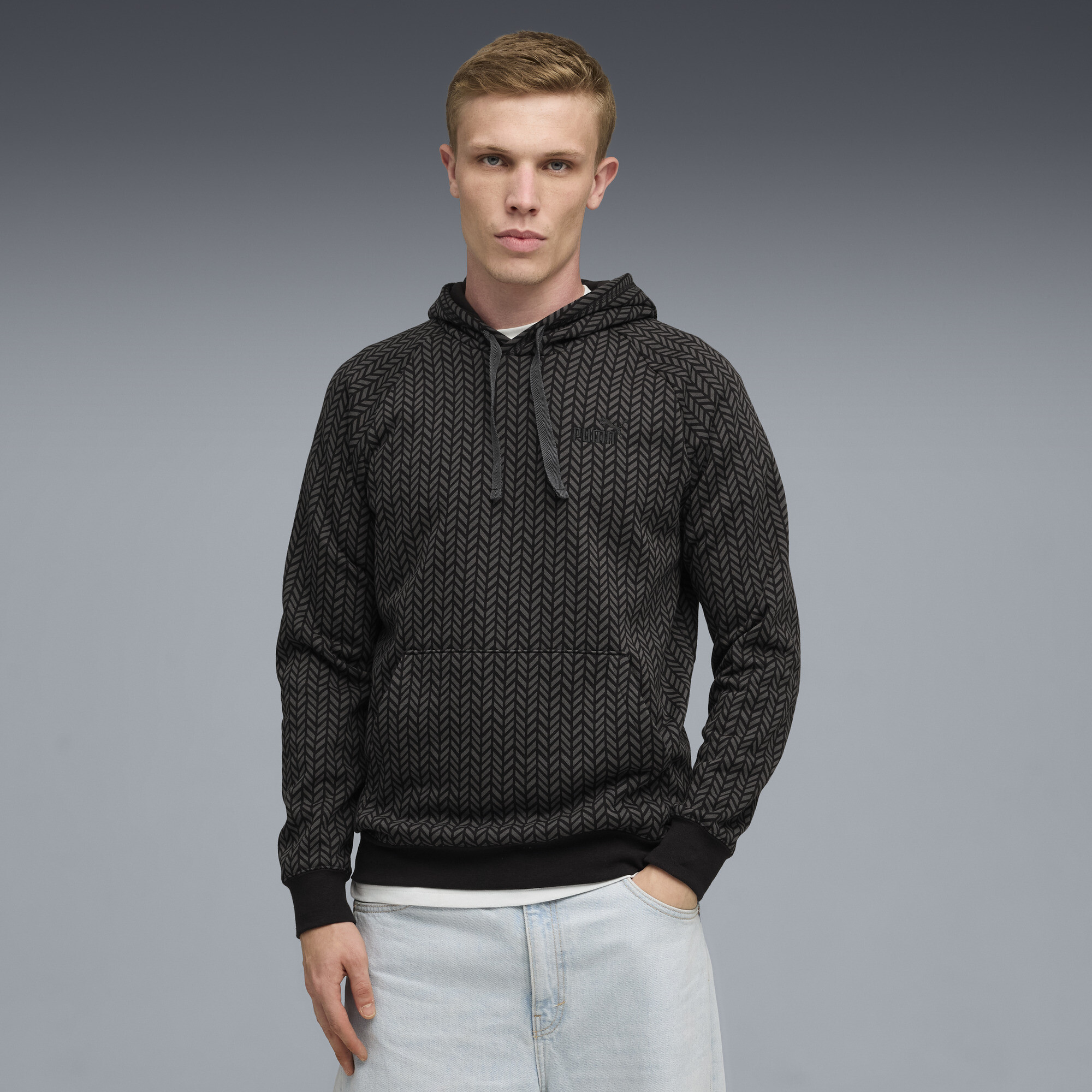 PUMA Essentials Herringbone Men's Hoodie in Black
