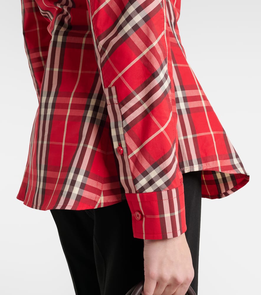 Check peplum cotton shirt