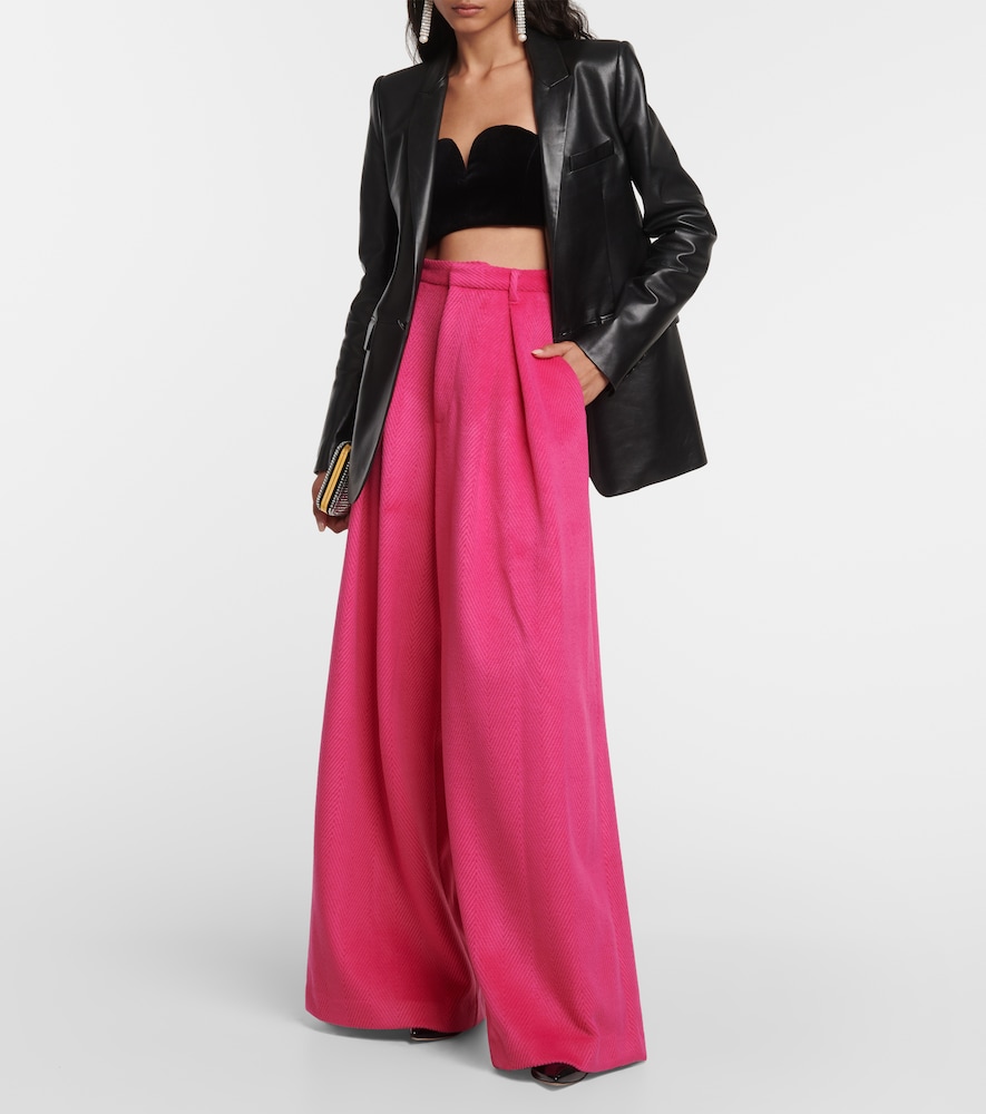 High-rise wide-leg crêpe pants