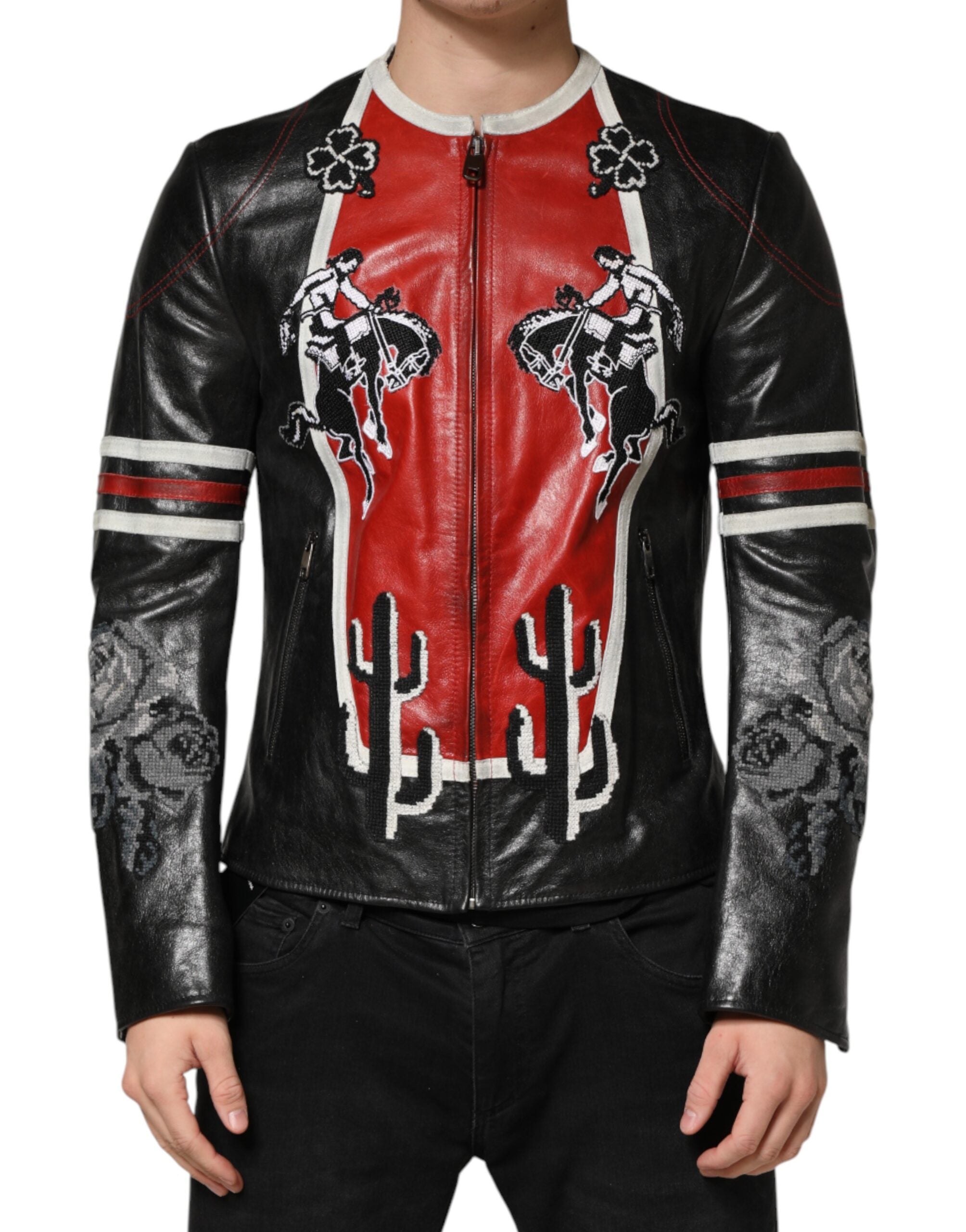 Guns N Roses Leather Biker Jacket — Multicolor