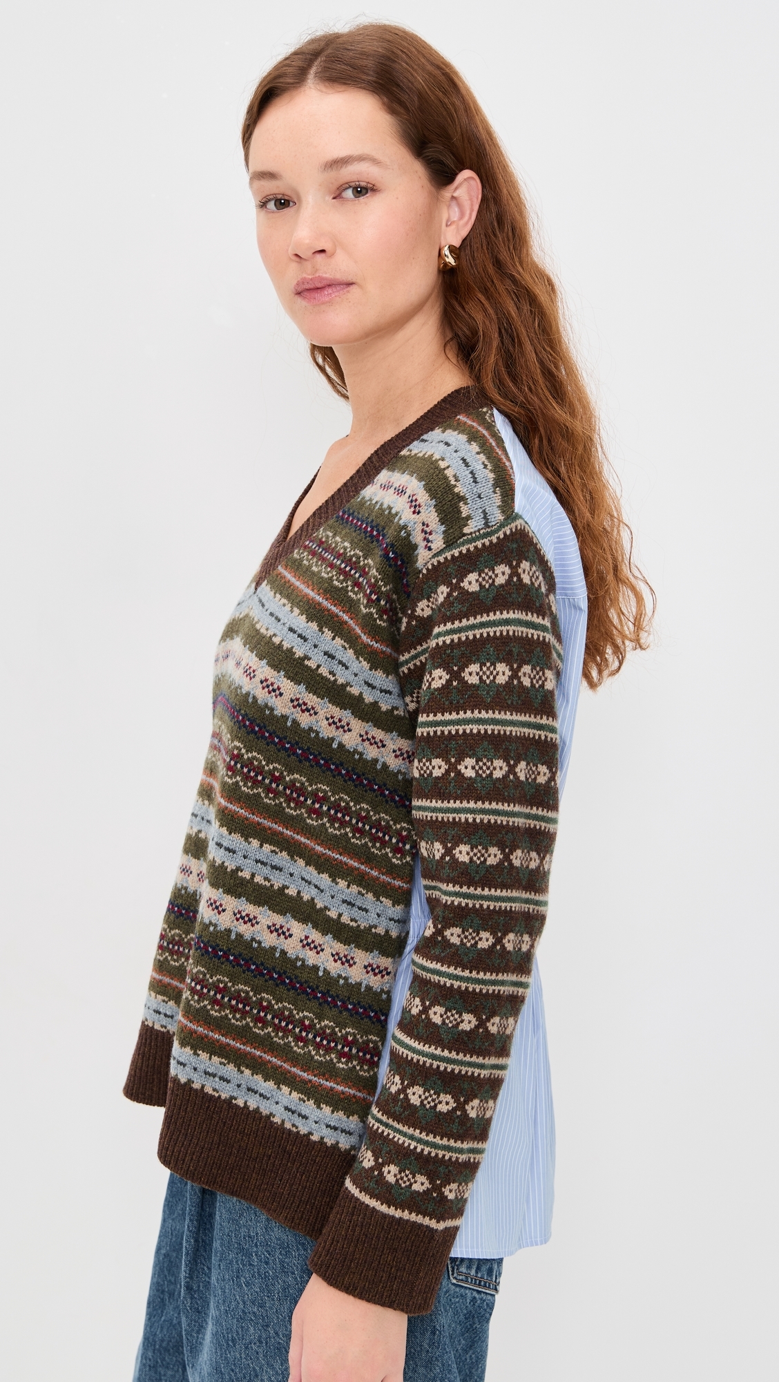 Ciara Fair Isle Knit Sweater Olive