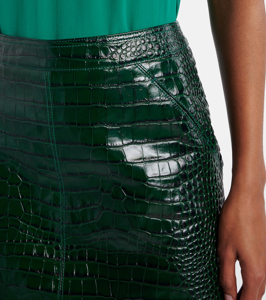 Croc-effect leather miniskirt