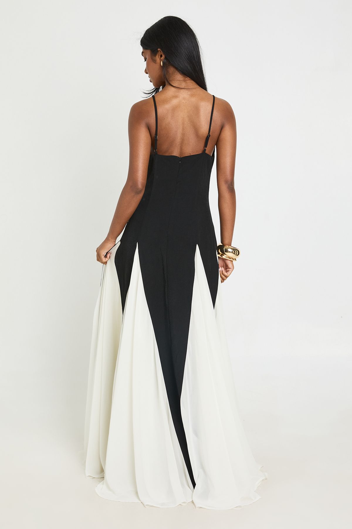 Boohoo Womens Mono Godet Hem Maxi Dress - Black