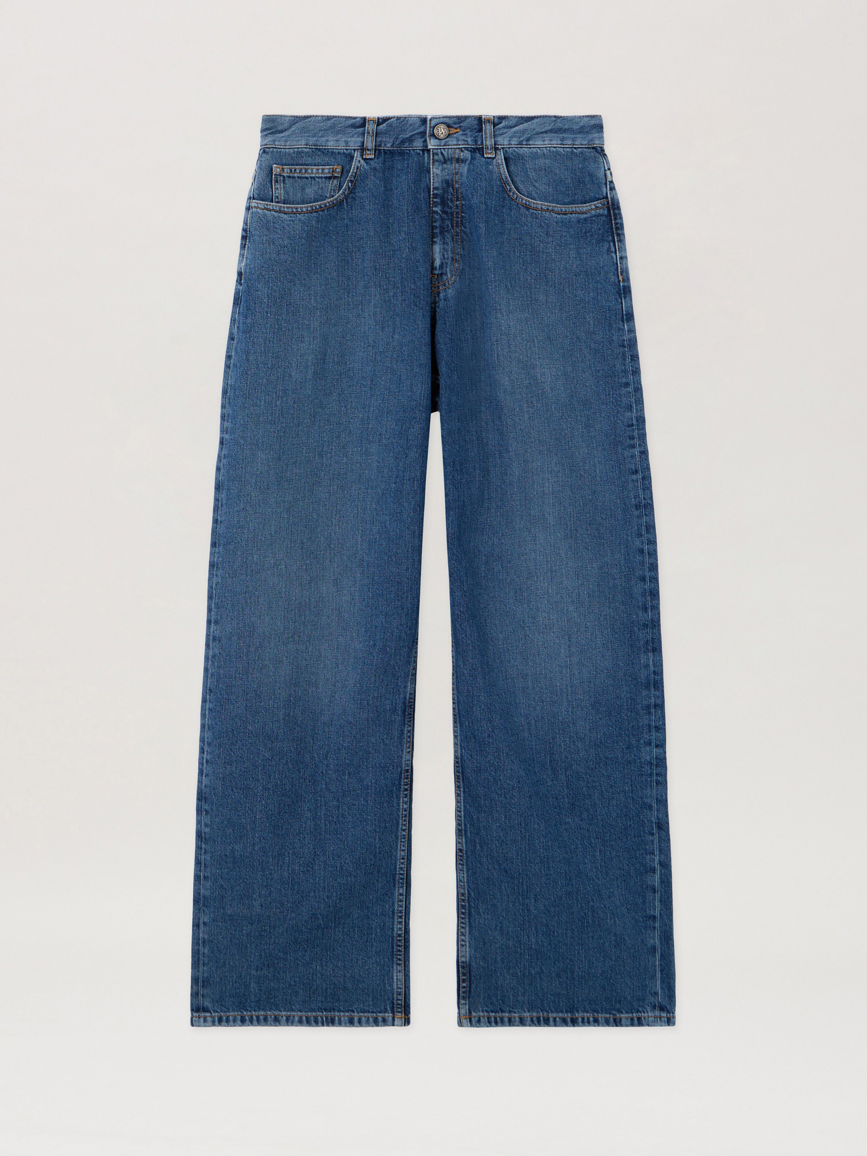 Curved Logo Loose Jeans Man  Medium Blue Medium Blue