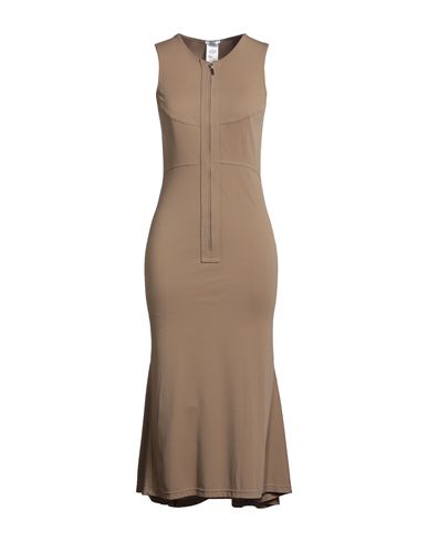 Woman Midi dress Khaki Size S Viscose, Polyamide, Elastane