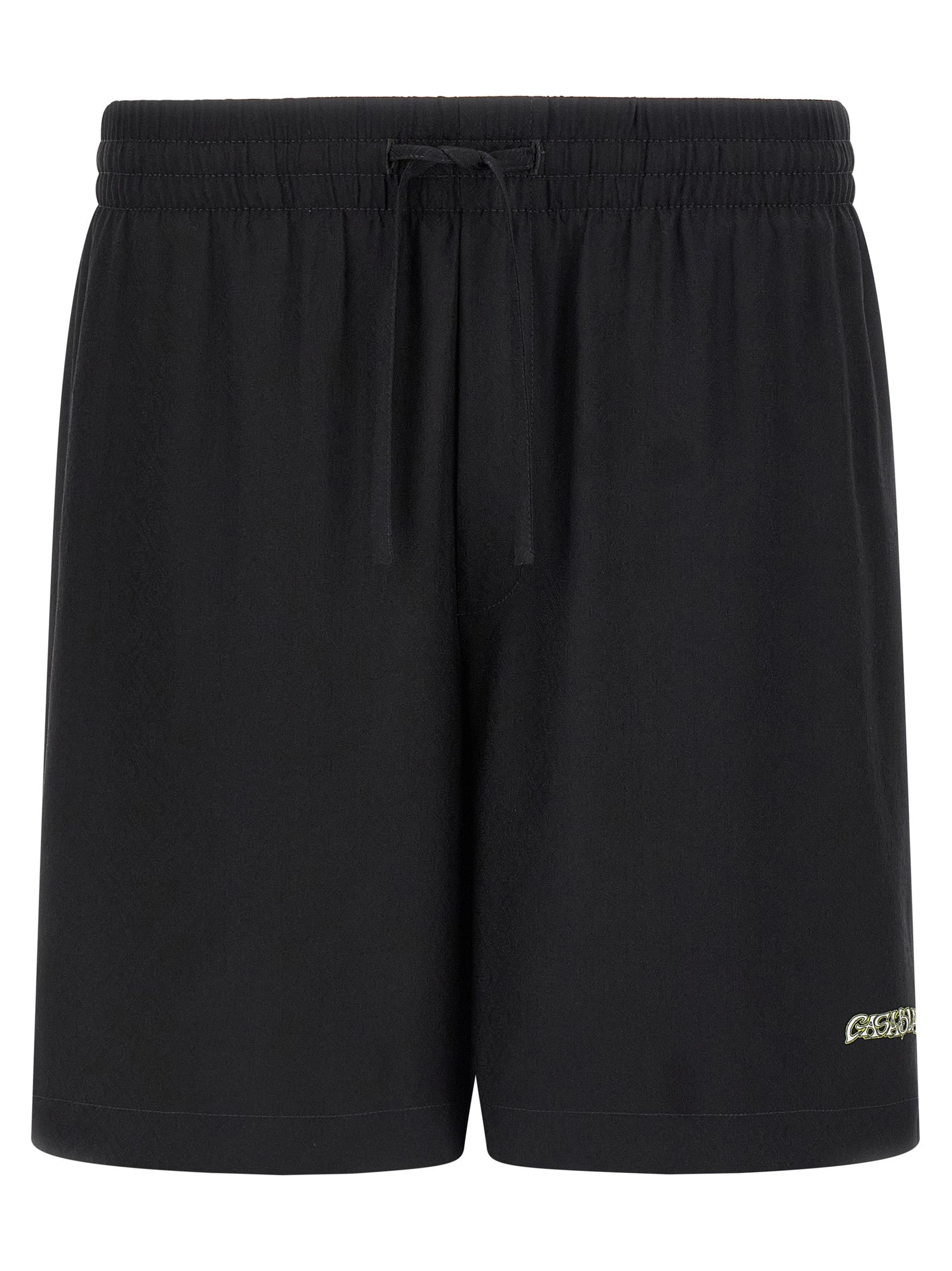 Silk Jacquard Monogram Bermuda Shorts — Black