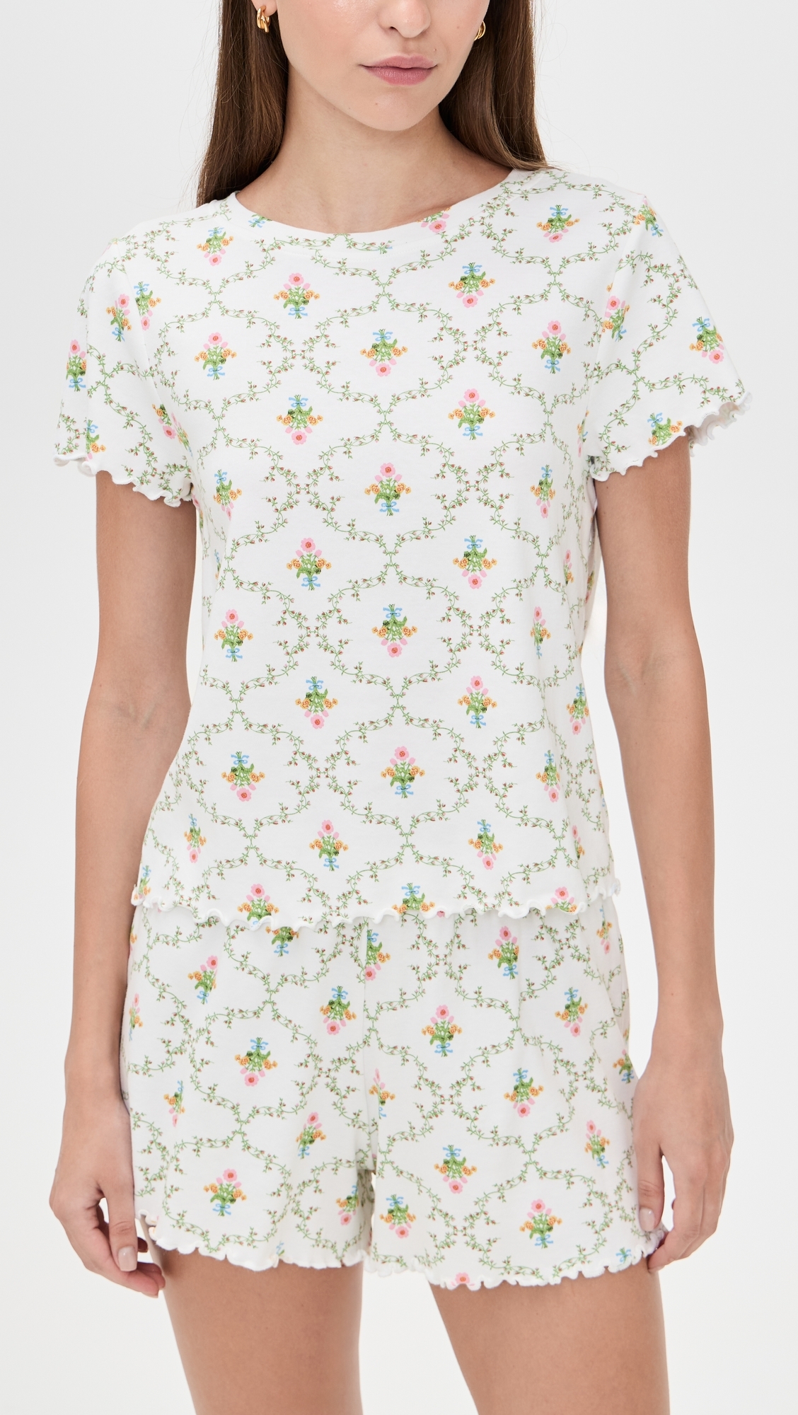 The Nina Short Pajama Set Pastel Trellis