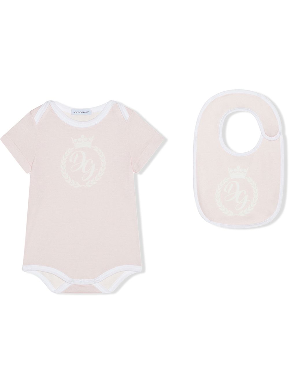 Logo-print short-sleeve romper - Pink