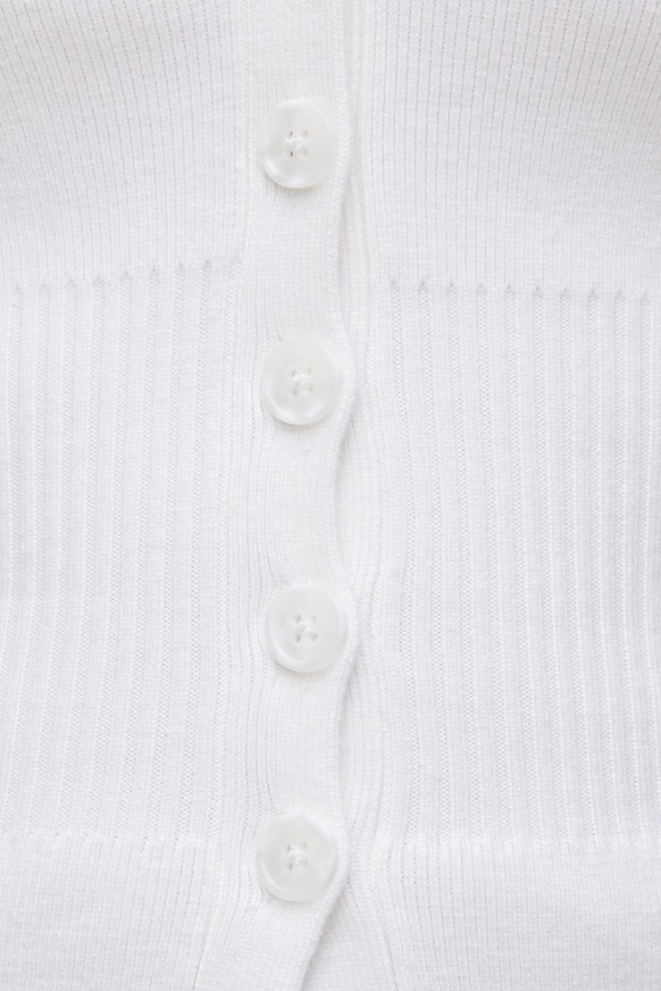 Cinched Waist Cardigan - White - Women Clothing