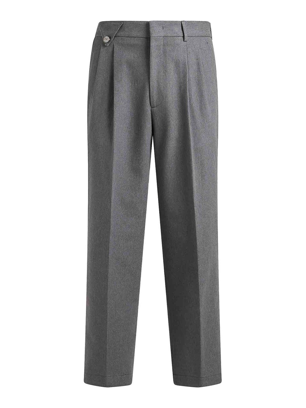 Tailored Grey Wool Two-Pleat Trousers