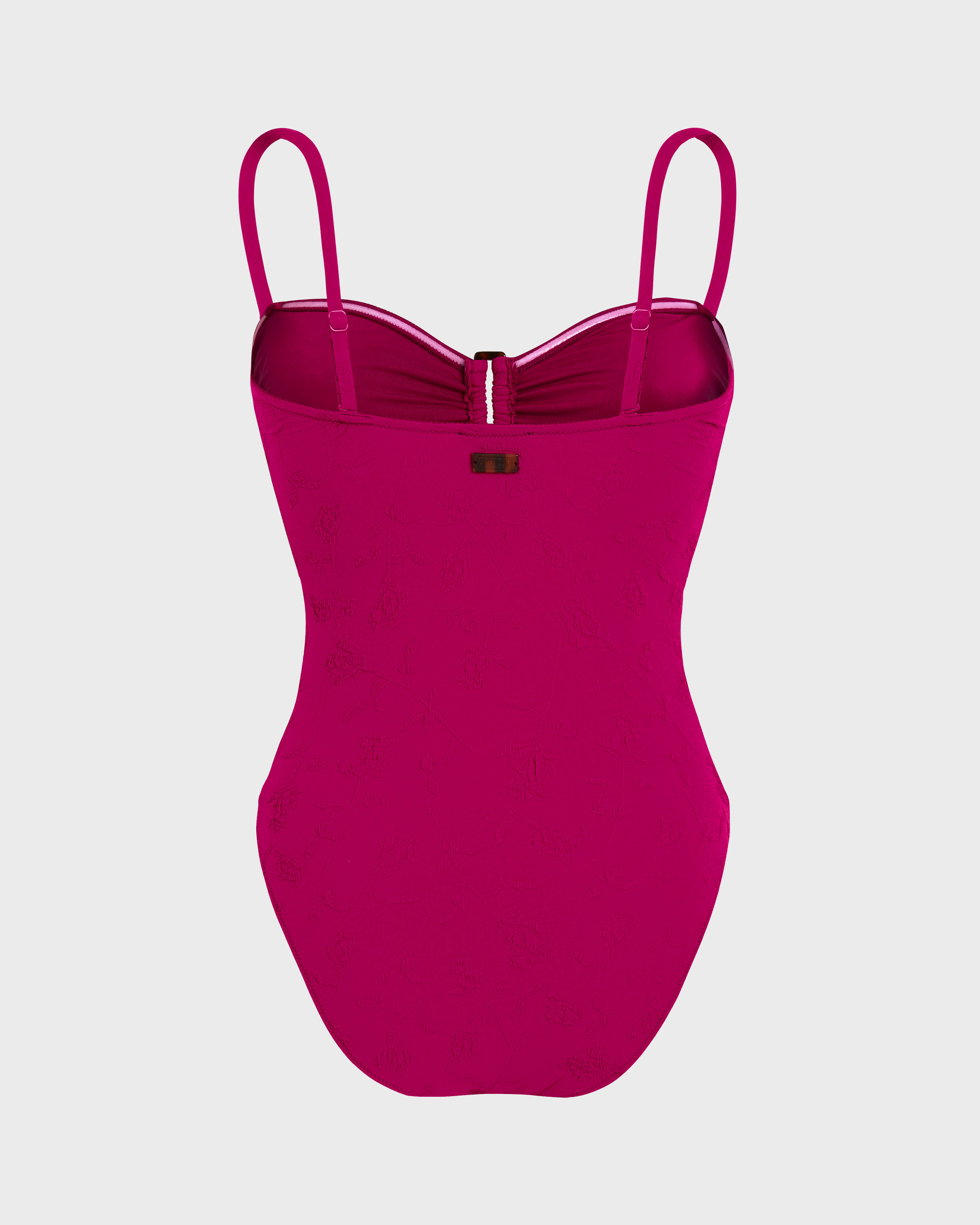 Women Jacquard One-piece Swimsuit Roses - Swimwear - Lucette - Red