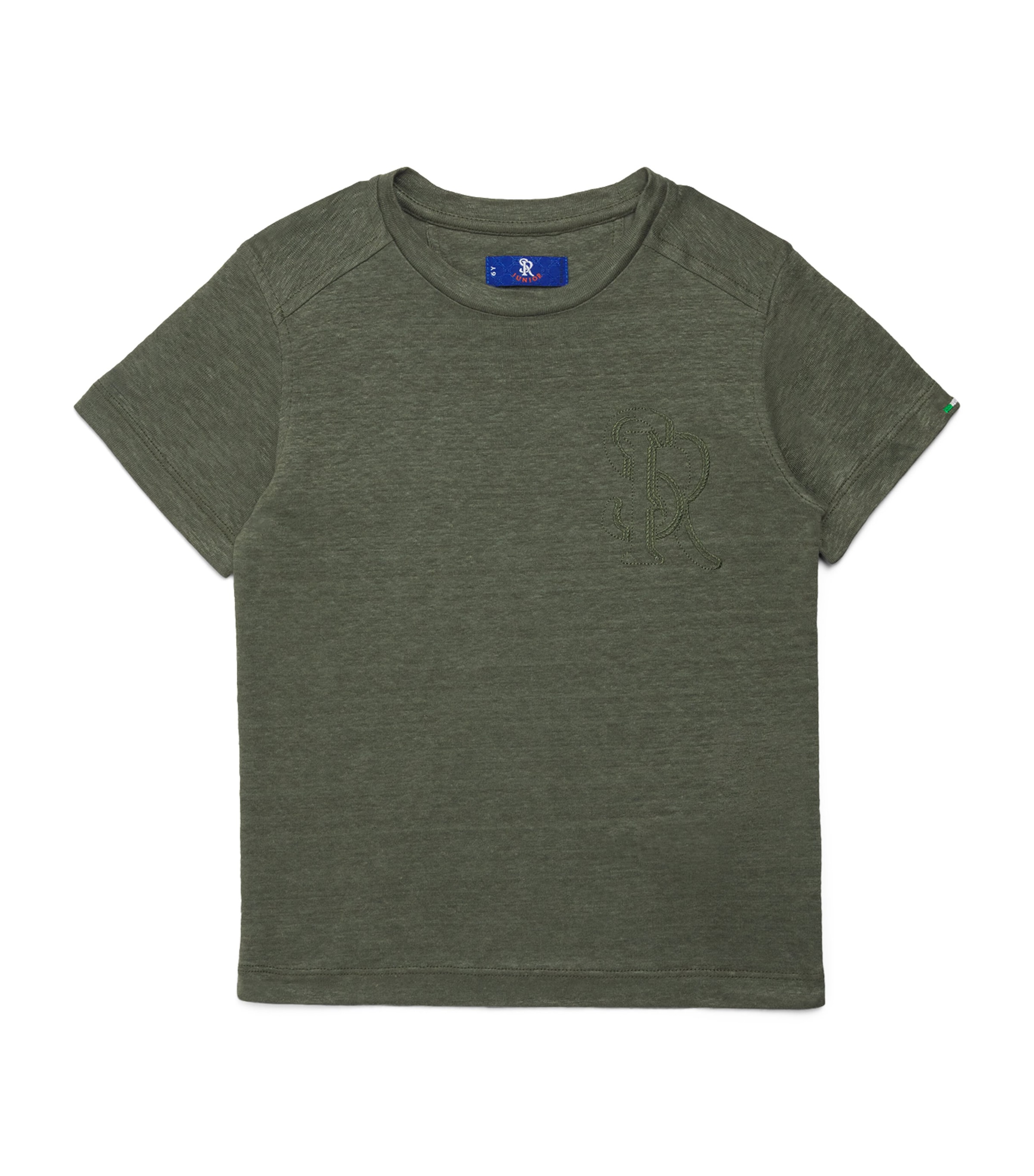Stefano Ricci Kids Linen Embroidered Monogram T-Shirt
