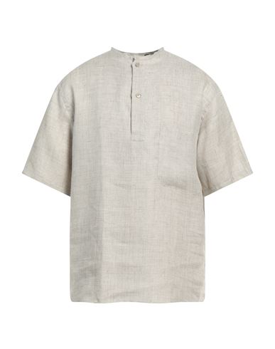 Man Shirt Light grey Size 38 Linen