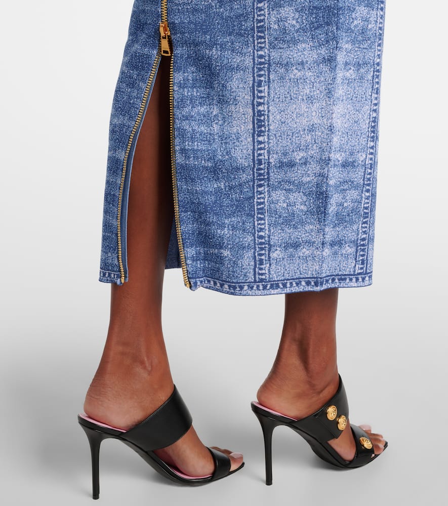 Trompe l'ail knitted midi skirt