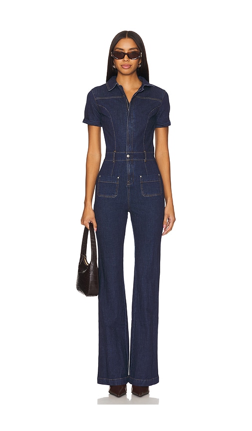 Amanda Uprichard Alexia Jumpsuit in Denim-Dark. - XL also in