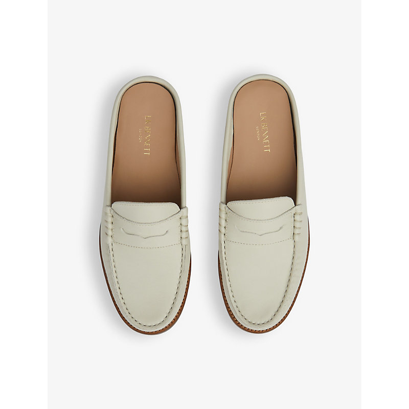 Womens Cre-ecru Oslo Backless Leather Loafers