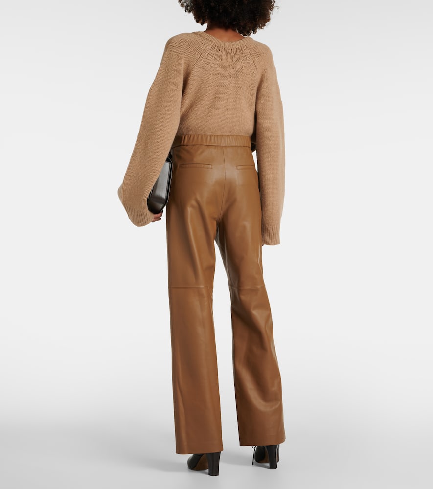 High-rise leather wide-leg pants