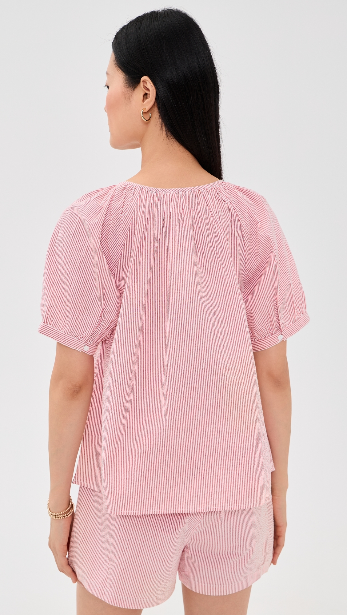 Everly Top Red/White Seersucker