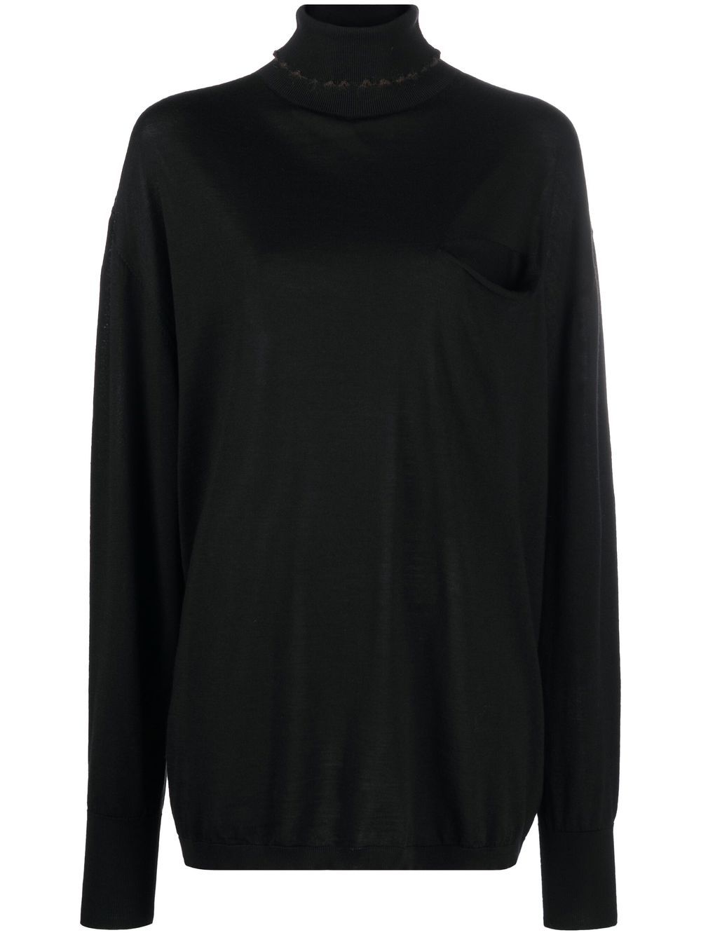 Ribbed-knit roll neck jumper - Black