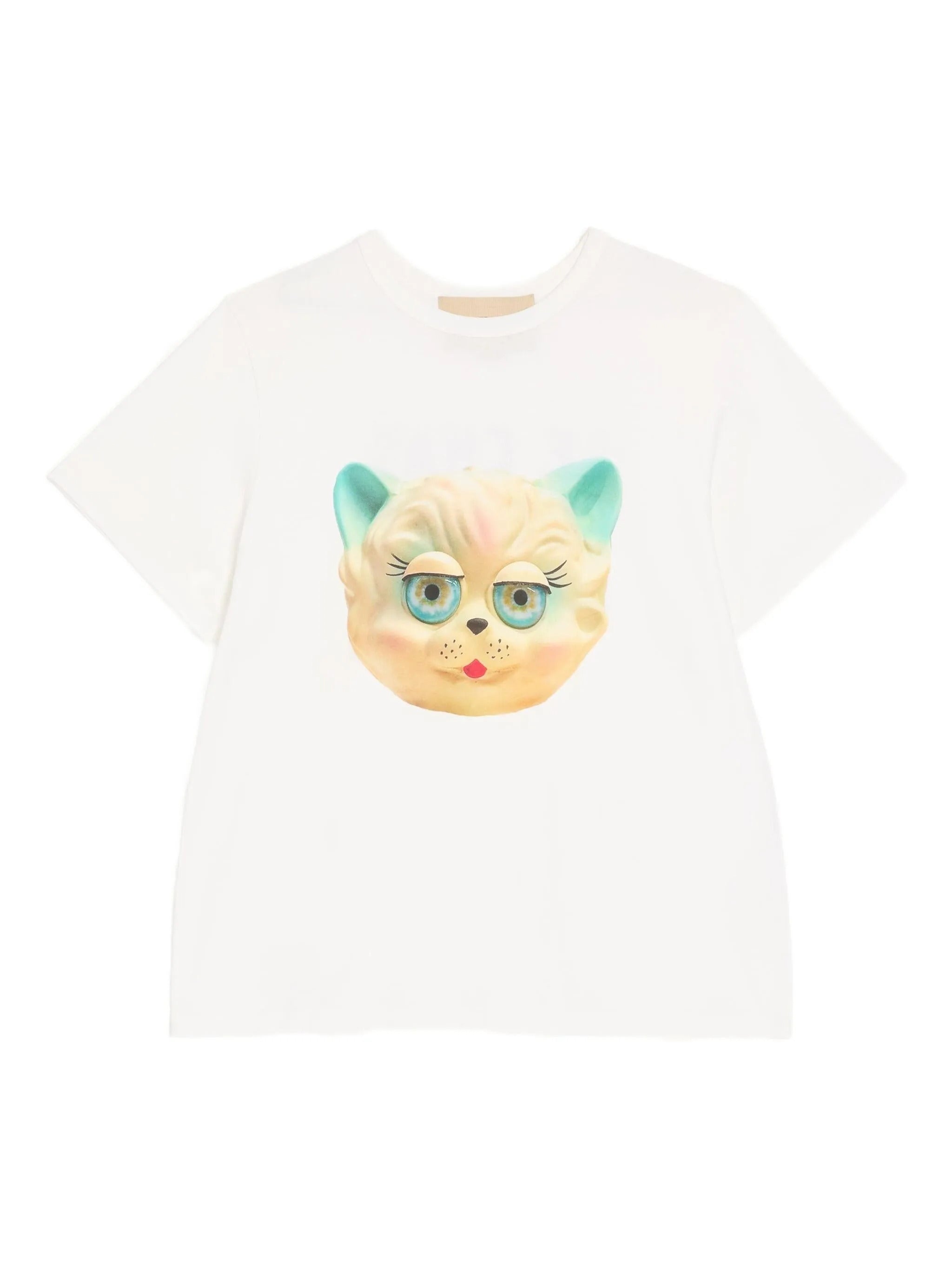 Men's Round Neck Loose-Fit T-Shirt with Le Chat Print