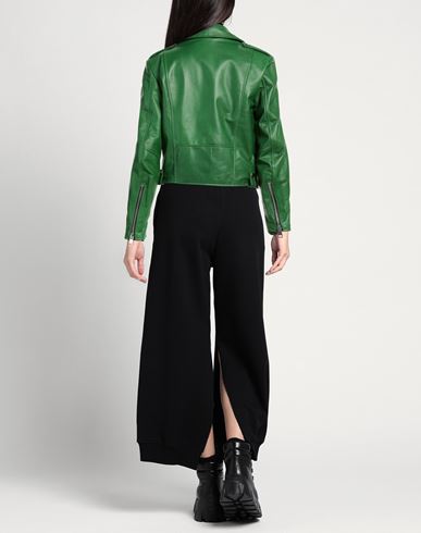 Woman Jacket Green Size L Leather