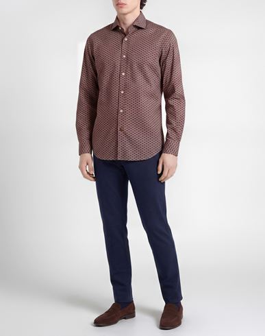 Man Shirt Brown Size M Cotton, Elastane