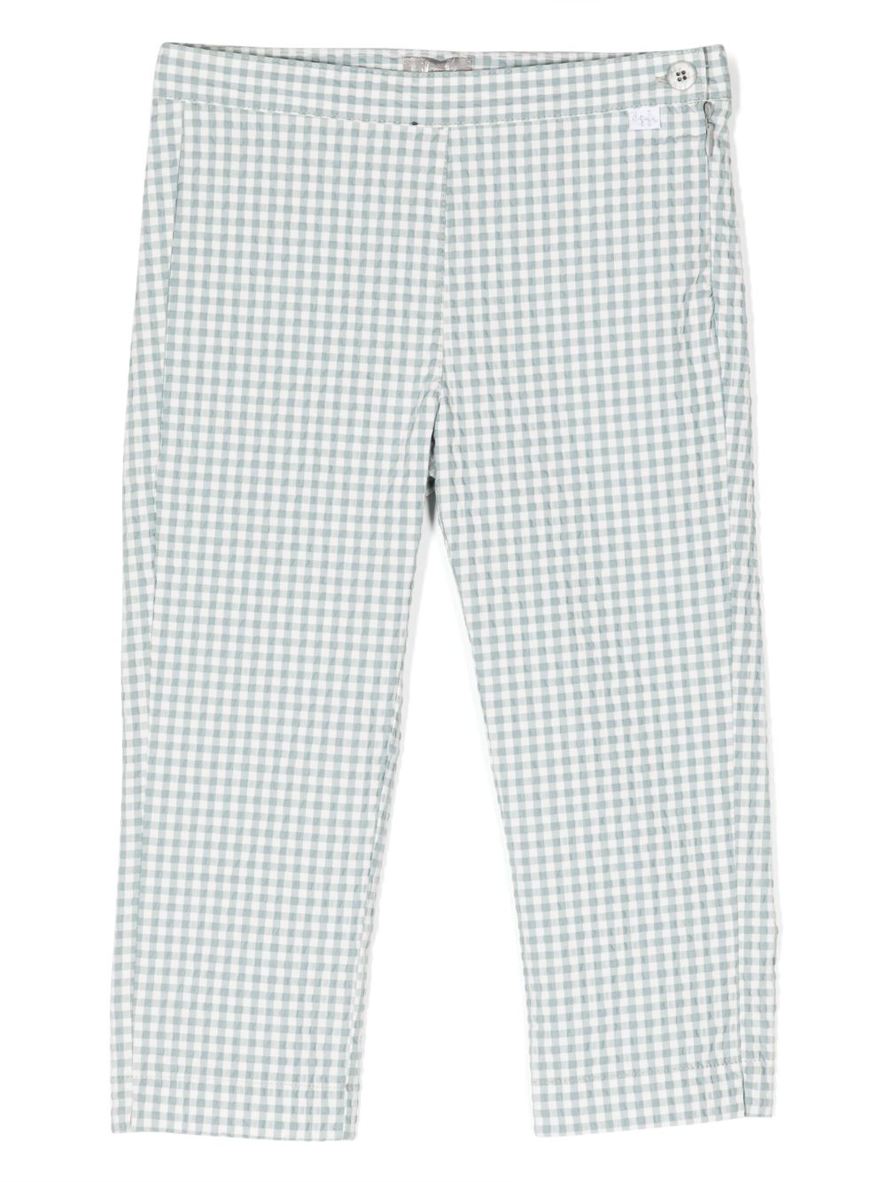 Gingham check-pattern cotton-blend trousers - Blue
