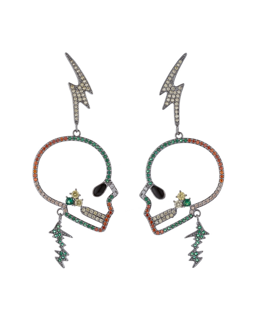 Luxe Collection CZ Skull Lightning Drop Earrings